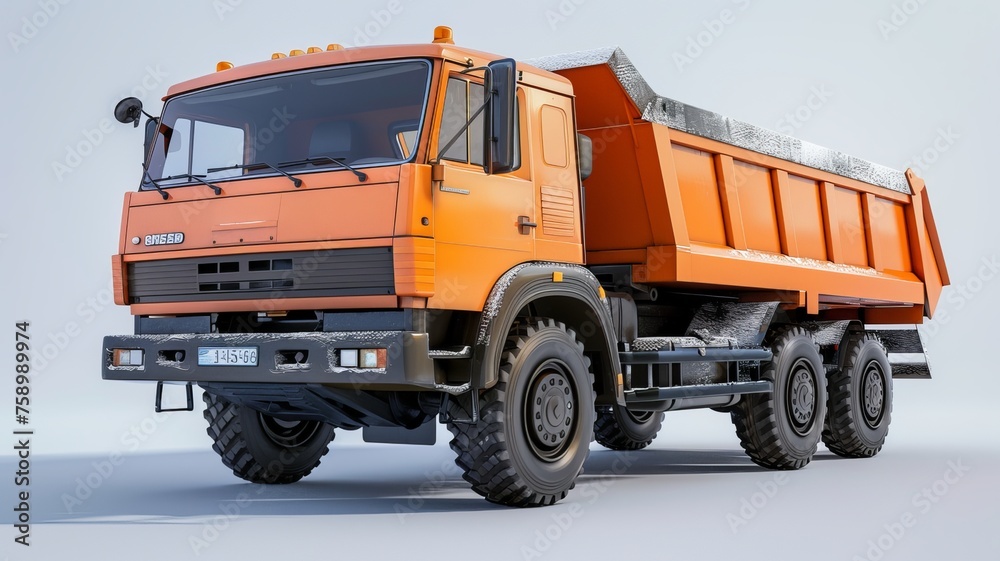 Orange municipal utility truck, save energy concept
