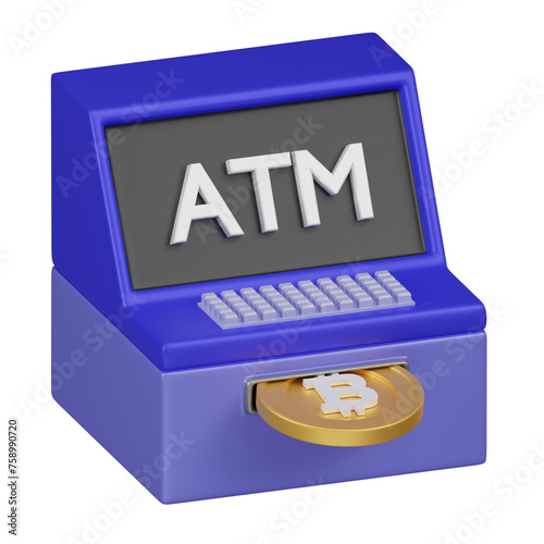 Cryptocurrency ATM for Bitcoin Transactions 3d Icon