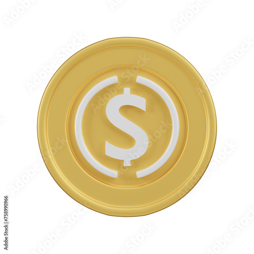 Golden Stablecoin Symbol 3d Icon