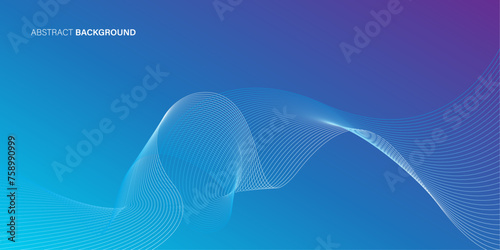 Abstract lines on blue background. Dynamic wave pattern. Futuristic technology concept. Suit for banner, poster, cover, brochure, flyer, website