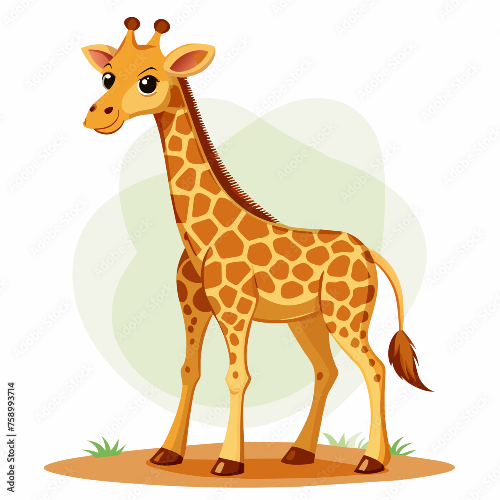 Obraz premium giraffe, mascot, pet, cartoon, pretty, cute, draw, art, wildlife, character, vector, illustration