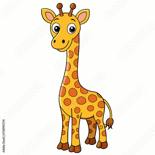 giraffe, mascot, pet, cartoon, pretty, cute, draw, art, wildlife, character, vector, illustration