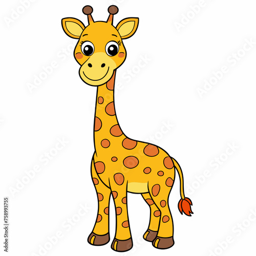 giraffe  mascot  pet  cartoon  pretty  cute  draw  art  wildlife  character  vector  illustration