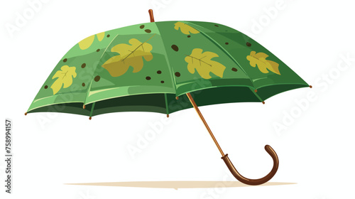 Semiopen green umbrella.Autumn collection.  photo