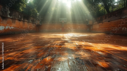Basketball Court With Central Hoop