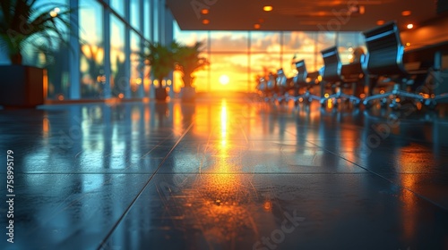 Sun Setting in Airport Terminal © Ilugram