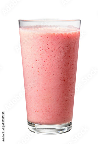 glass of pink strawberry milkshake