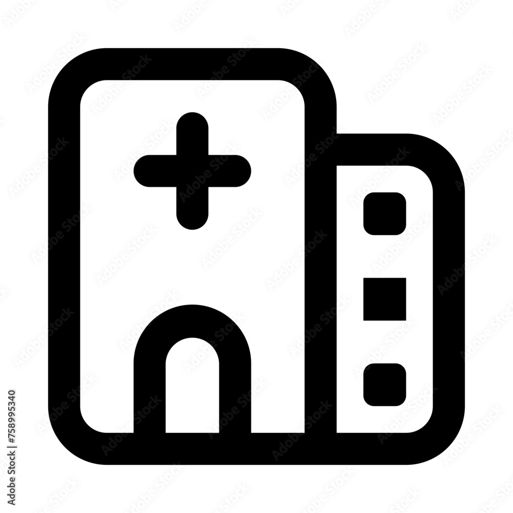 Hospital icon in outline style. Simple clinic vector illustration — pixel-perfect icon Hospital icon in outline style. Simple clinic vector illustration — pixel-perfect icon