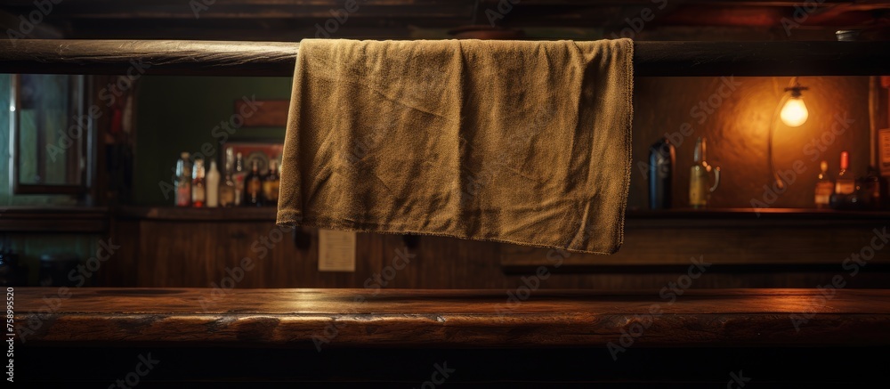 Towel hanging on a bar