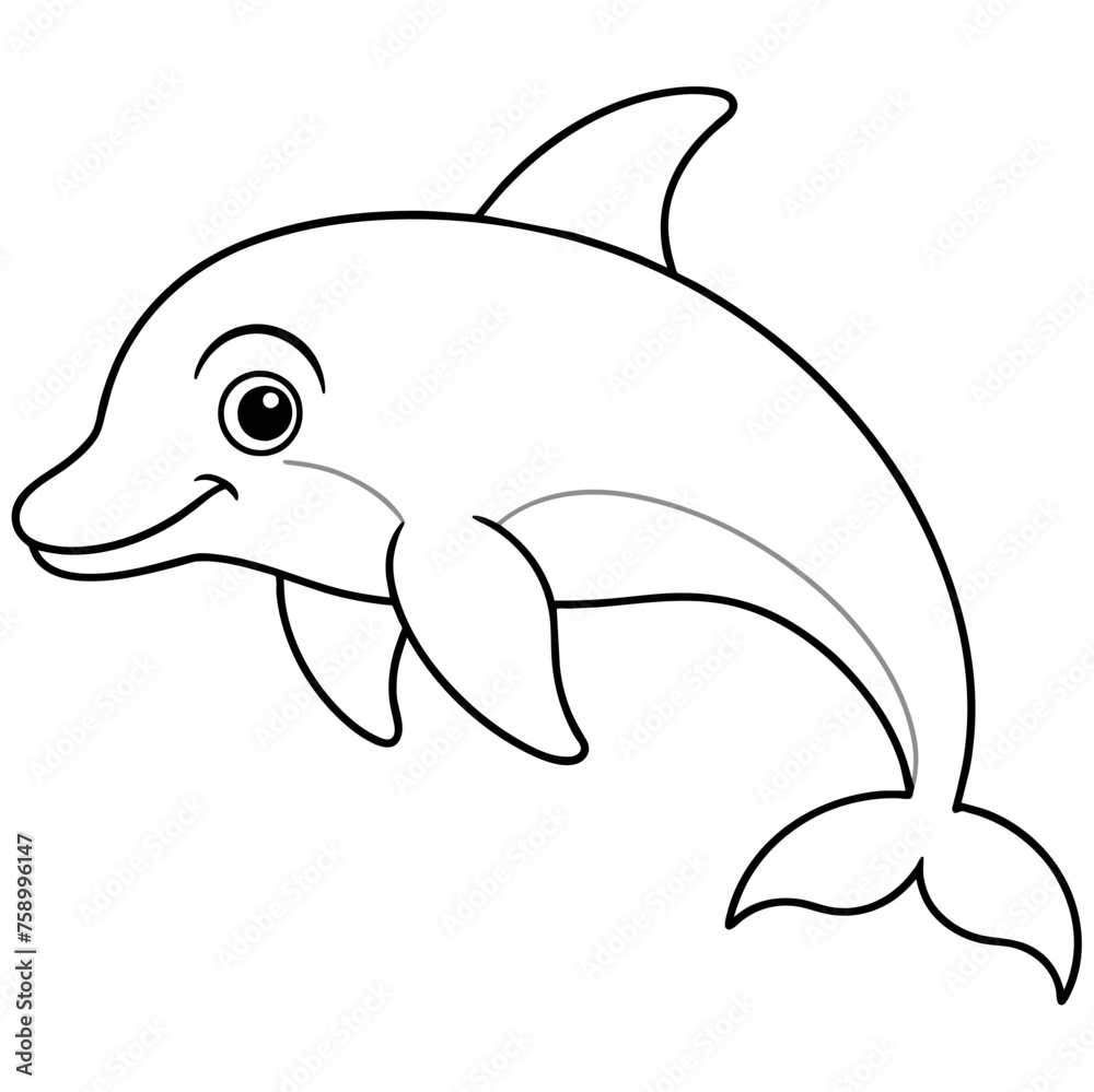 Dolphin drawing using only lines, line art to color and paint. Children's drawings. Dolphin drawing using only lines, line art to color and paint. Children's drawings.