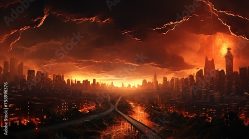 A Creative Manipulation of Digital Painting of Apocalyptic Alien Invasion