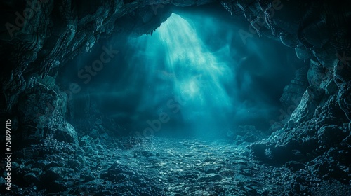 Sunlight Piercing Underwater Cave © Ilugram