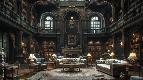 Extensive Library Packed With Books