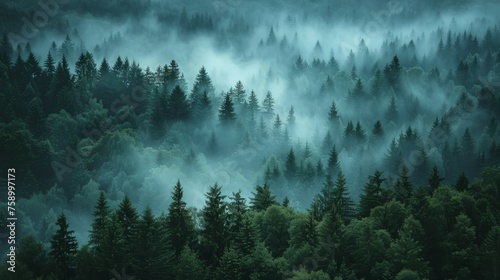 Dense Forest Shrouded in Fog © Ilugram