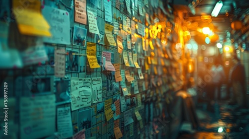 Office Wall Covered in Post It Notes