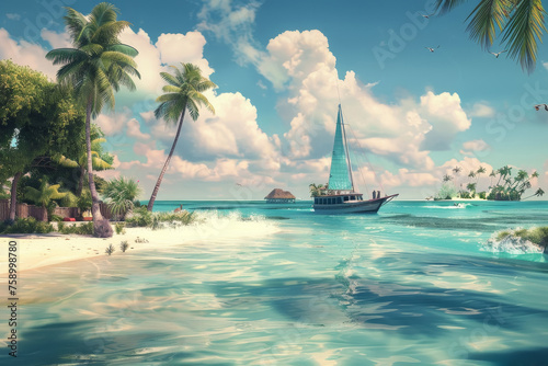 Tropical Island Paradise Scene