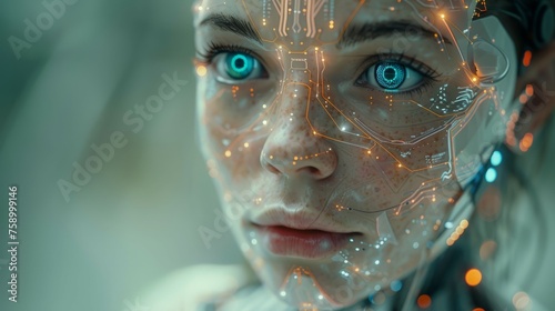 Futuristic Woman With Blue Eyes