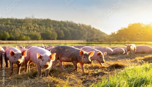 A pig on a small rural farm. Generated with AI photo