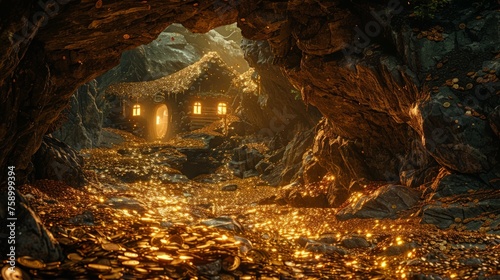 Abundant Gold Coins In Cave