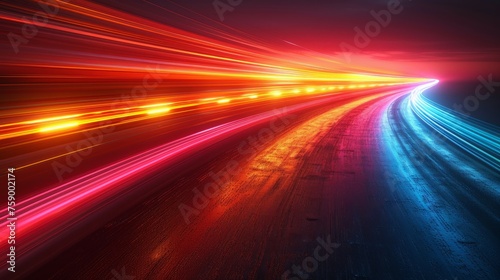 Vibrant Light Trails Painting Abstract Night