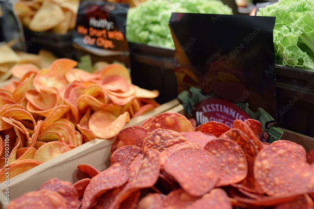 Assorted Veggie Chips and Fresh Vegetables