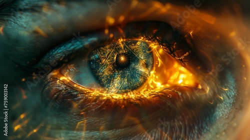 Intense Close-Up of a Burning Eye
