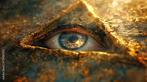 Close Up of Eye With Gold Foil