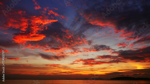 Beautiful colourful tropical sea sunset