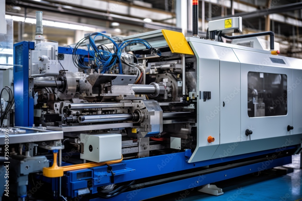 Close-up Shot of an Advanced Injection Molding Machine Used for Crafting Intricate Plastic Components