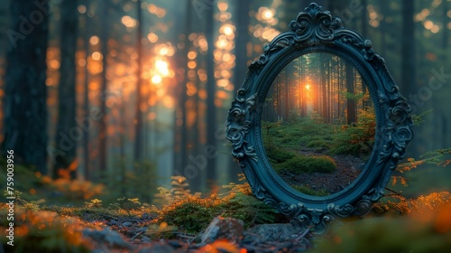 Mirror Reflecting in Forest