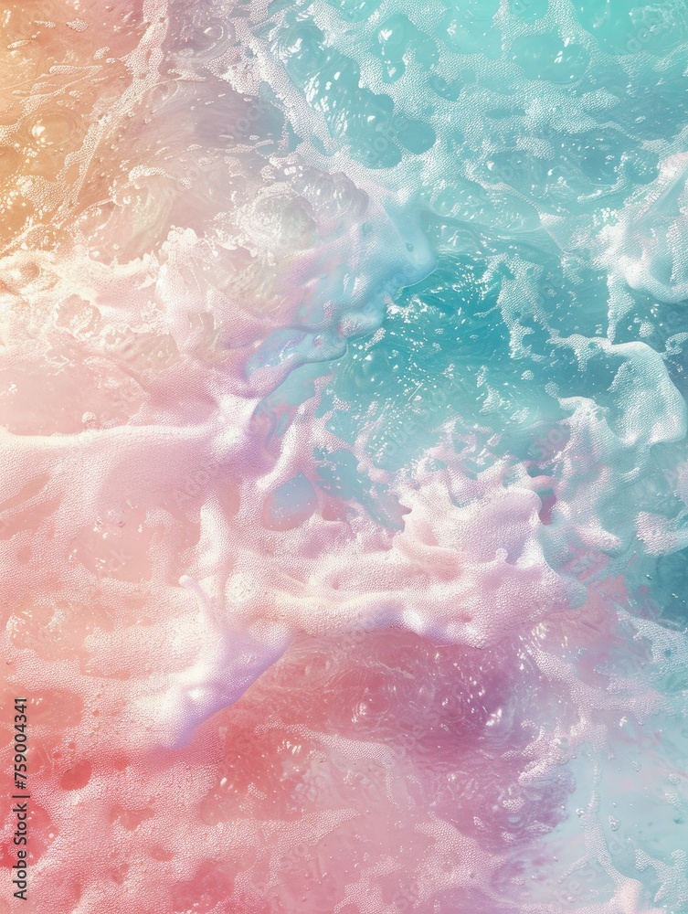 Abstract pastel foam bubbles texture image - A colorful abstract image of soft pastel bubbles frothing together representing concepts of gentleness and purity