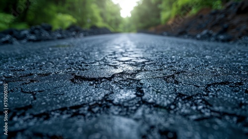 Cracked Asphalt Road Surface