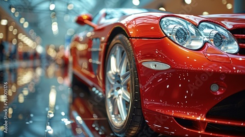 Stunning Red Sports Car Parked in Showroom © Ilugram
