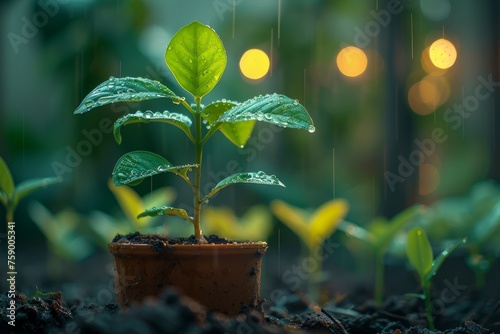 Small Green Plant Growing in Pot