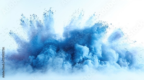 Energetic burst of blue smoke and dots