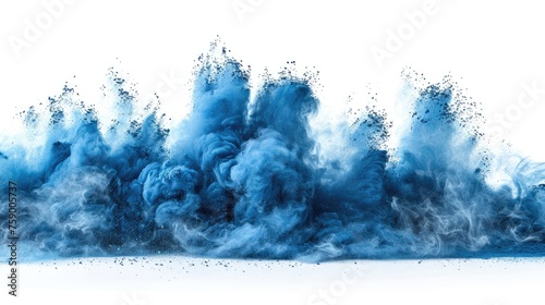 Vivid blue cloud explosion on white backdrop