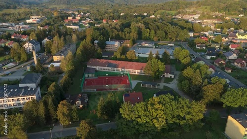 Beautiful Landscape School Complex Lesko Aerial View Poland photo