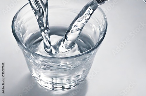 Moving water in glass isolated  with clipping path