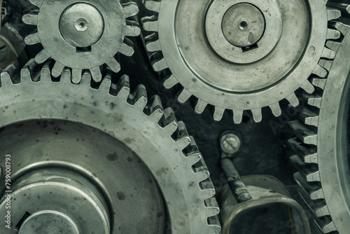 old steel gears close up background