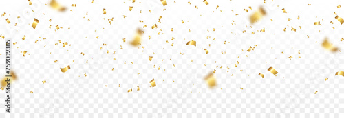 Vector gold confetti png. Confetti falling. Confetti, serpentine, tinsel. Decoration for the holiday. Birthday.