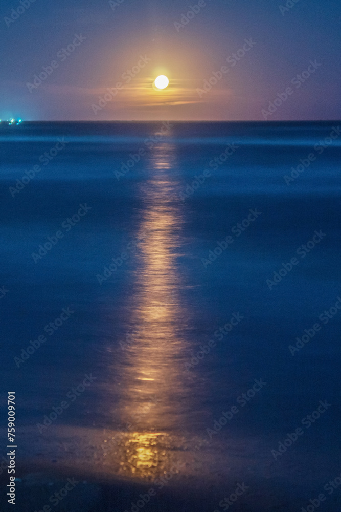 Fototapeta premium Moon over the sea - Europe, Romania, Constanta region, 2023 year