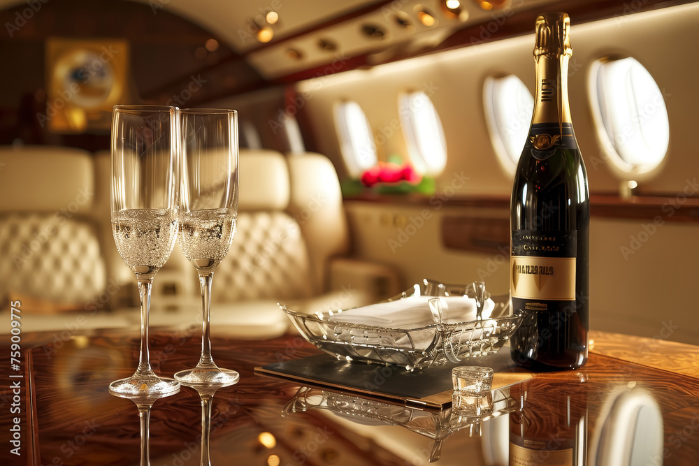 Luxury Private Jet Champagne Celebration
