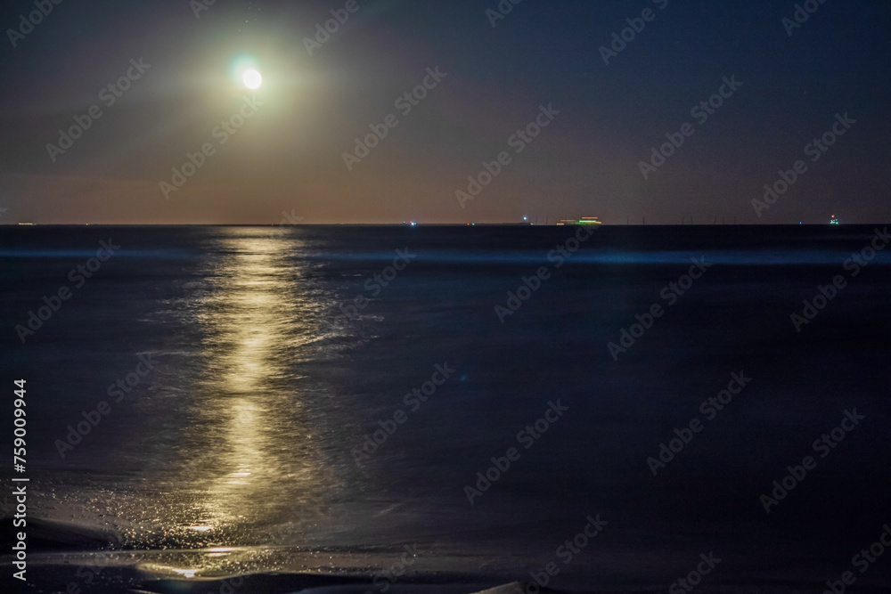 Fototapeta premium Moon over the sea - Europe, Romania, Constanta region, 2023 year