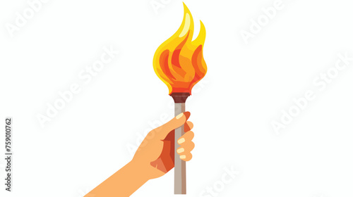 Torch fire handing hold on. isolated in white background