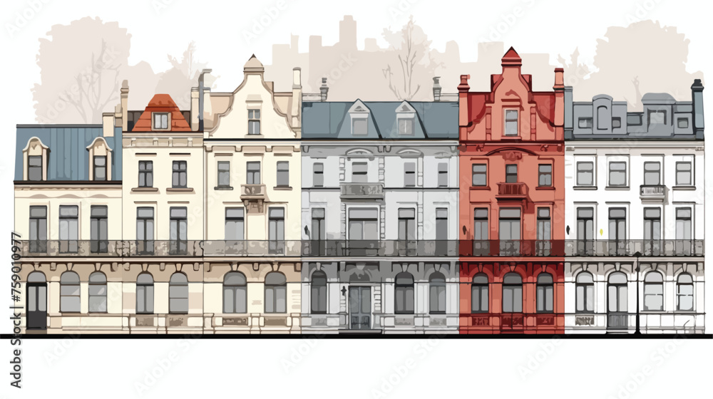 Townhouse architectural sketch flat vector 