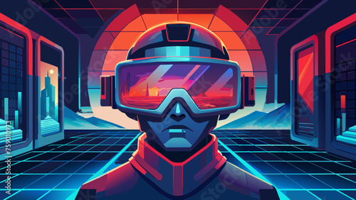 Retro sci-fi, a scene of space exploration on Mars