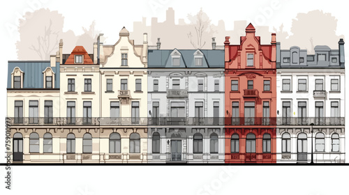 Townhouse architectural sketch flat vector 