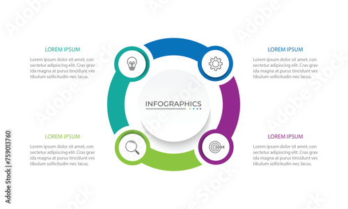 Vector infographic round chart template. 4 options