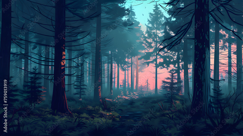 Obraz premium dark forest background illustration