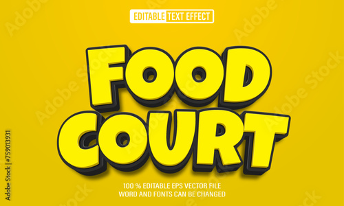 Editable 3d text style effect - Food Court text effect Template